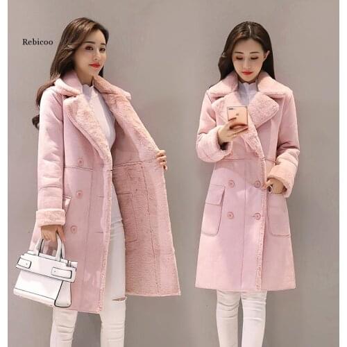 Winter Jacket Women Plus Size Clothing for Women Warm Velvet Thicken Faux Suede Long Coats Parka Female Double Breasted Jacket