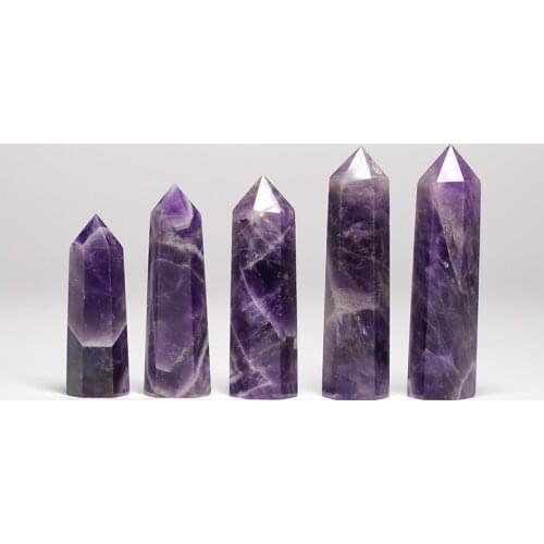 1Pc Natural Amethyst Pillar Six Prism Mineral Treatment Bar Room Decor DIY Gift