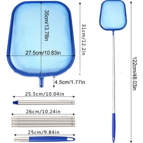 122cm Durable Pool Skimmer Pool Net for Cleaning with Hole for Above Ground Pool Pond Hot Tub Blue