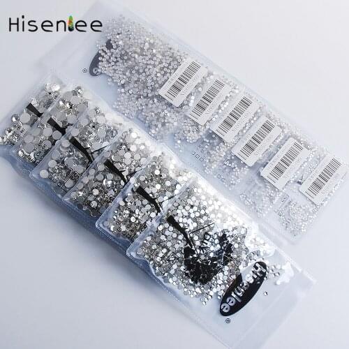 288pcs -1440pcs Glittering Rhinestones White Crystal Stone AB Non Hotfix SS3-SS30 Flatback Strass Nail Art Decoration Diamonds