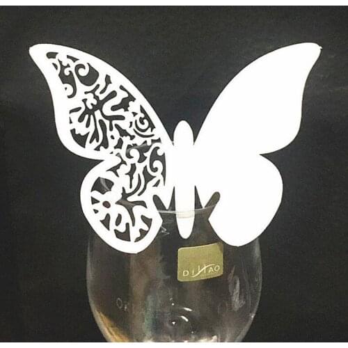 50pcs Butterfly Lace Laser Cut Table Mark Wine Glass Name Place Cards Guest Seats Wedding Birthday Baby Shower Party Supplies