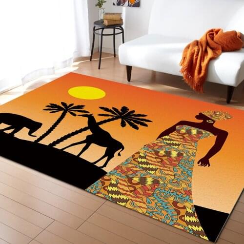 Africa Sunset Women Elephant Giraffe Carpet Bedroom Room Bedside Blanket Rug for Living Room Cloakroom Carpet Bedroom Decor