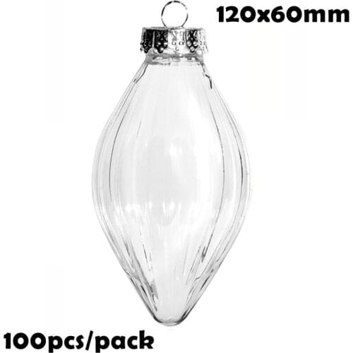 Free Shipping DIY Paintable/Shatterproof Christmas Decoration Ball 120*60mm Fillable Plastic Drop Ornament, 100/Pack