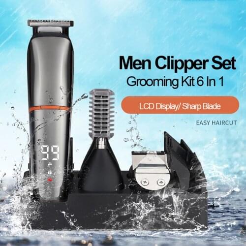 6-in-1 Cordless Hair Clipper Hair Carving Kit With 6 Interchanging Bldes And 4 Guide Combs 5w Power Good For Home And On The Go