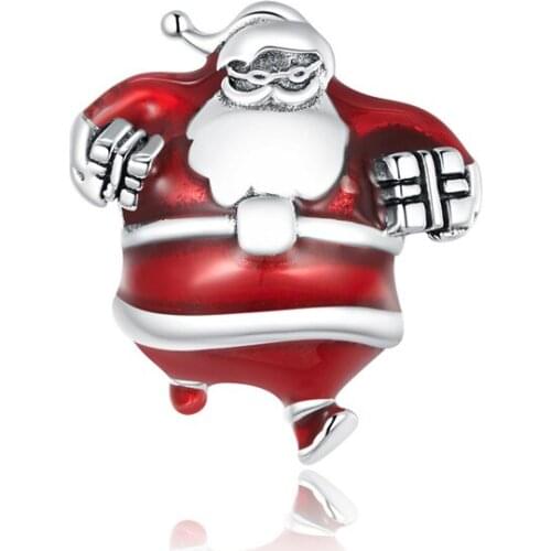 100% 925 sterling silver santa claus genuine beads fit original pan bracelet fashion charms woman jewelry DIY making gifts