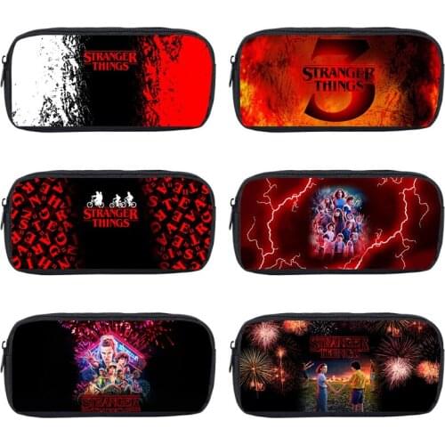 3D Print Stranger Things Season 4 Pencil Case Cosmetic Makeup Box Bags Anime School Supplies Stationery Storage Zipper Pouch