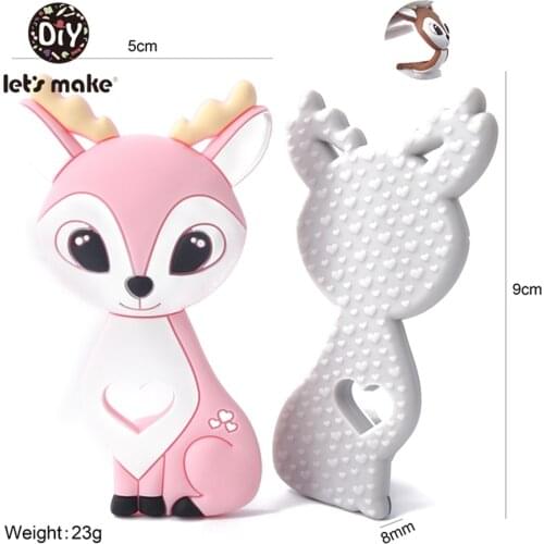 Lets Make 1pc Baby Silicone Teethers Food Grade Silicone Rodent Animals Pendant Teething Toys DIY Pacifier Chain Baby Teether