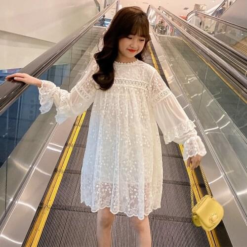 Kids Dress For Girl Teenage Girls Dress Floral Embroidery Autumn Lace Princess Dresses Children Party Clothing 6 8 10 12 14 16Y