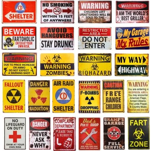 DL-Halloween decorations Vintage Danger Mines garage tin Sign 12 x8 Inches