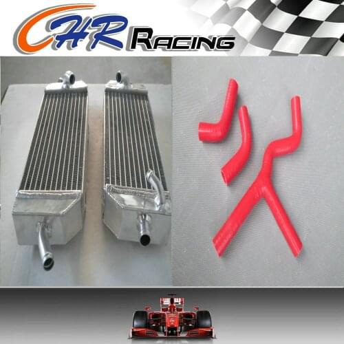 For KTM 400 450 525 MXC/EXC 2004 2005 2006 aluminum alloy radiator & silicone radiator hose red