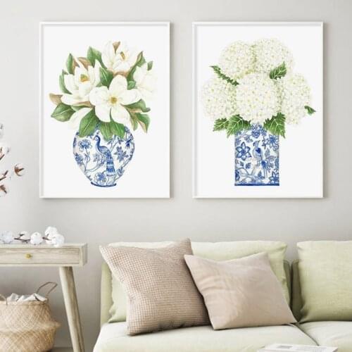 Elegant Flower Ceramic Canvas Painting Wall Art Posters Prints Pictures for Living Room Aesthetic Decoration Home Decor No Frame