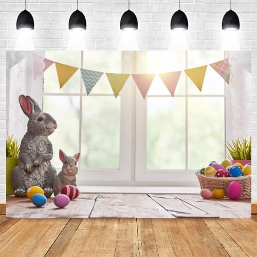 Yeele Vinyl Wood Pland Happy Easter Rabbit Window Flage Photography Backdrops Photo Backgrounds For Photo Shoot Props Photophone