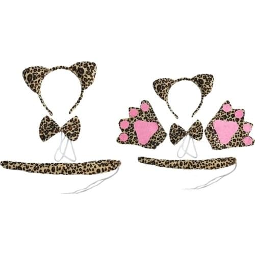 Ears Headbands Bows Tail Leopard Ears for Kids Girls Women Princess Party Decorations Cosplay Animal Headband For Wash