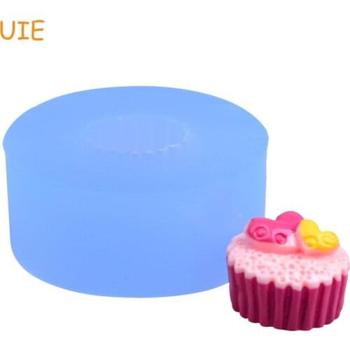 GYL391U 13.3mm Mini Cupcake Silicone Push Mold - Cupcake with Heart Mold, Sugarcraft, Resin, Miniature Food, Cookie Biscuit Mold
