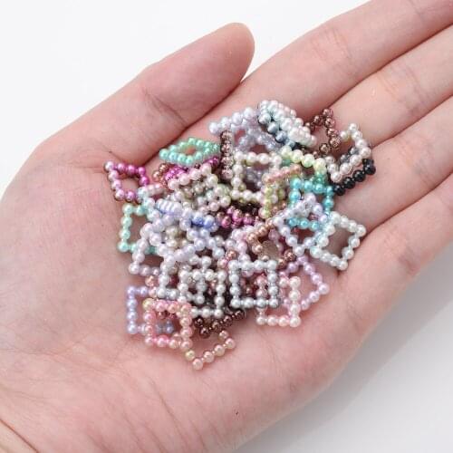 IYOE 100pcs/Lot 11mm Multicolor Acrylic Square Beads Imitation Pearl ABS Geometric Beads For Making DIY Scrapbooking Home Craft