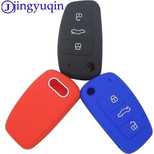 Jingyuqin 3 Buttons Silicone Key Cover Case Skin for Audi A1 A3 Q3 Q7 R8 A6L TT Folding Flip Key Car-Styling
