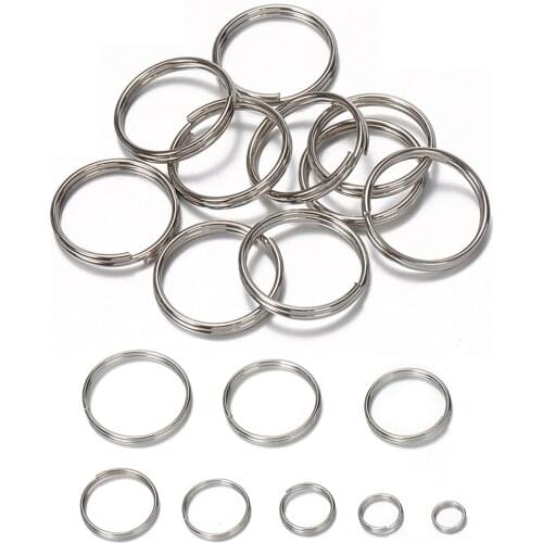 50pcs Key Holder Open Jump Rings Split Rings Double Loops Circle 6mm-20mm for DIY Jewelry Making Keychain Connector Accessories