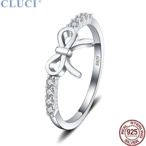 CLUCI Genuine 925 Sterling Silver Big Crown Women Ring Zircon Jewelry Valentine Gift for Women Silver 925 Crown Ring DR1031SB