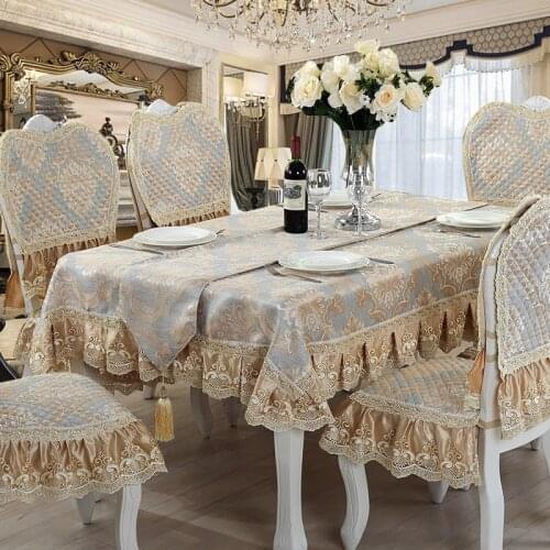 European Style Chair Cushion Set Dustproof Tablecloth for Banquet Dinning Table Cover Modern Table Cloth Round Home Decoration
