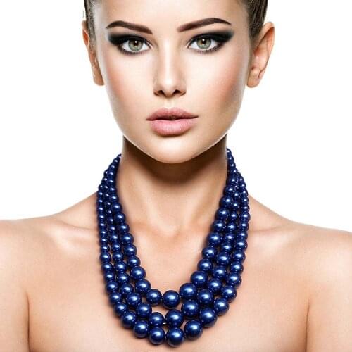 Sorority inspired blue jewelry sets Vintage Statement Accessory Zeta Phi Beta Multi layer pearl Neckalce Jewelry