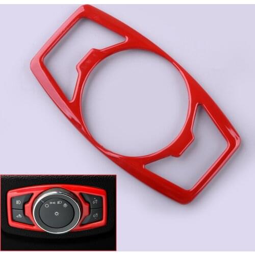 ABS Red Car Headlight Switch Cover Trim Frame Fit for Ford F150 Mustang 2015 2016 2017 2018 2019