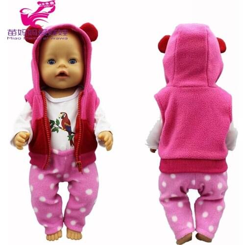 Doll Clothes for 43cm Baby New Born Doll Kitty Clothes Dress Doll Pajama Set for 18 Inch Doll Clothes Set