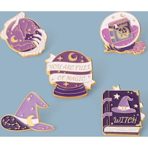 Alloy letter brooch creative magic book magic hat shape paint badge wholesale