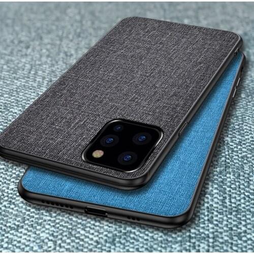 Soft Edge For iPhone 11 12 Pro Max SE 2 2020 XS XR Cloth Fabric PC Hybrid Case Cover For iPhone 8 7 6 6s Plus Cases Coque
