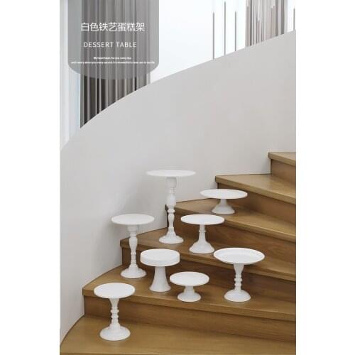 SWEETGO White High foot Cake Stand Set 8 pieces Fondant Cupcake Display tools for Candy Bar Dessert Table Home Decoration
