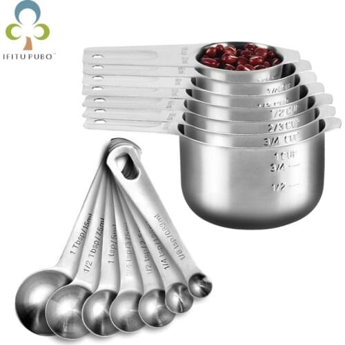 7pcs/set Measuring Cups Premium Stackable Kitchen Measuring Spoon Set Stainless Steel Measuring Cups and Spoons Set ZXH
