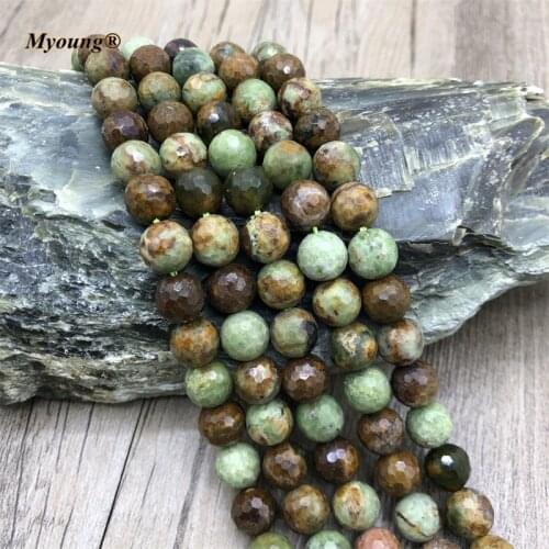 Natural Faceted Green Opal Loose Beads,Gems Stone Cutting Necklace Bracelet Beads For DIY Jewelry Making 5Strands/Lot