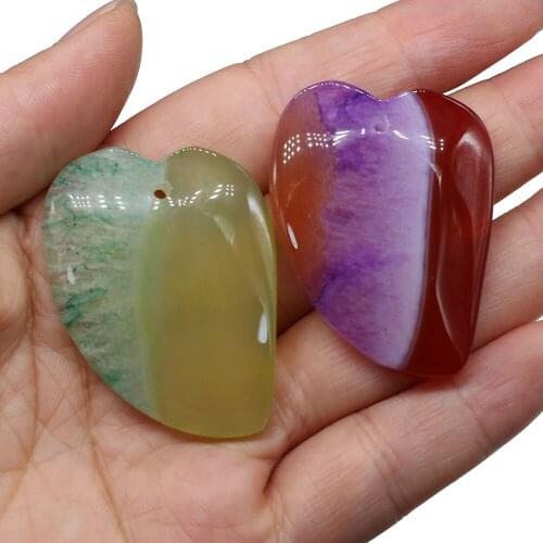 Natural Two-tone Agates Pendants Charms Stone Heart Shape Pendants DIY for Necklace or Jewelry Making Size 30x45mm