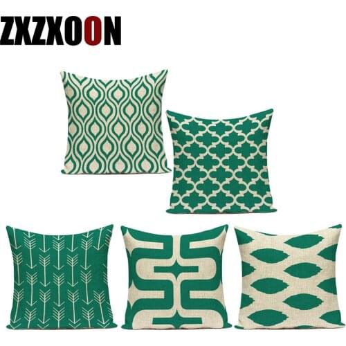 Green Color Geometric Polyester Stripe Decorative Pillows Cover Sofa Home Decor Cushion Cover for Bedroom Almofadas