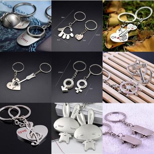 New Fashion Couple I LOVE YOU Heart Alloy Note Anchor Rabbit Skateboard Cupids Arrow Cap Metal Keychain Keyring For lovers