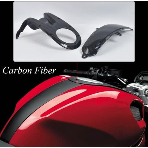 Motorcycle Fuel Tank Housing Fairing for Ducati 696 795 796 1100 Fuel Tank Upper&Lower Panels Trim Carbon Fiber