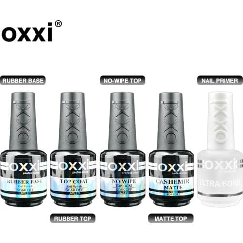 OXXI Gel Nail Polish Base and Top Coat No Wipe Kit Semi-permanent Rubber Base for Gel Varnishes Set Manicure uv Acid-free Primer