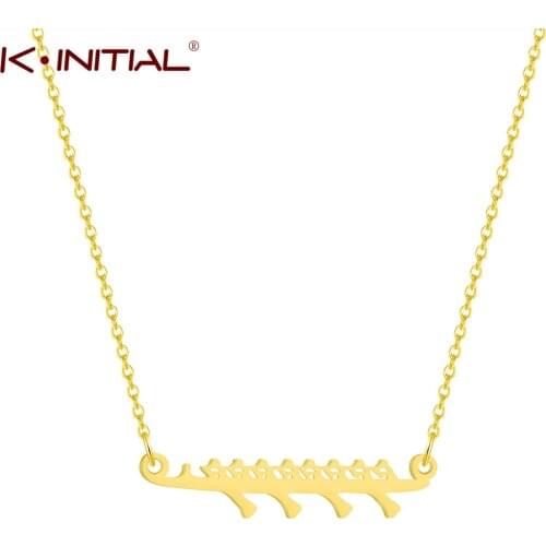 Kinitial Stainless Steel Rowing Pair Necklace For Women Man Gold And Silver Color Pendant Necklace Party Statement Charm Jewelry