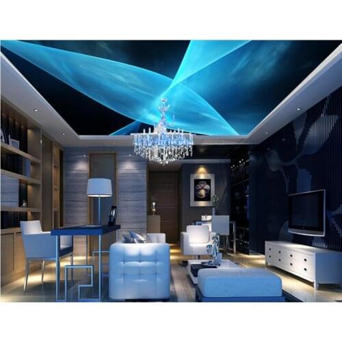 Custom 3d ceiling wallpaper Blue dynamic lines wallpaper for walls 3 d ceiling murals wallpaper home decor Creative ceiling