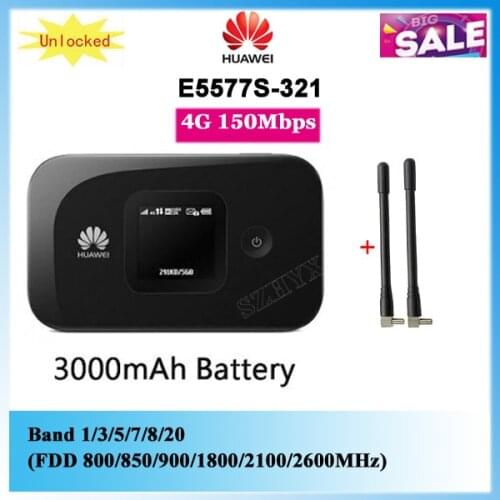 Unlocked Huawei E5577 E5577s-321 150Mbps 3000mAh Battery 4G LTE Mobile Wifi Router Pocket Hotspot PK E5577s-932 E5377Ts-32
