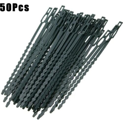 50 Pcs 17cm Adjustable Flexible Self-Locking Plastic Plant Reusable Cable Ties for Garden Tree Shrubs Climbing Support Fasten