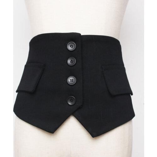 Japanese Style Cummerbunds Fashion Button Elastic Cloth Girdle Female Decorative Shirt Wide Waist Belts for Women Waistband
