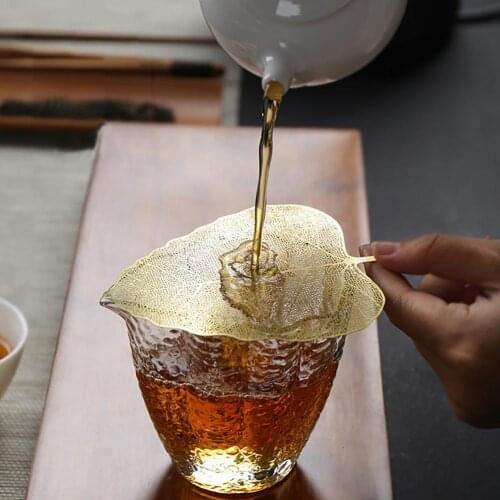 2 Colors Leaf Shape Quick Drainage Tea Filter Exquisite Heat-resistant Copper Creative Hard to Fade Tea Infuser Tool for Home