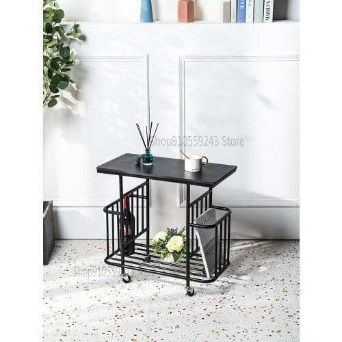 Nordic Sofa Side Table Light Luxury Small Coffee Table Small Square Table Corner Table Mobile Wheeled Side Table Cart Storage Mo