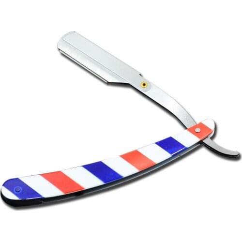 New Men Shaving Barber Tools Hair Straight Razor Blades Fashion Stripe Color Folding Knife Blade Shaver Holder