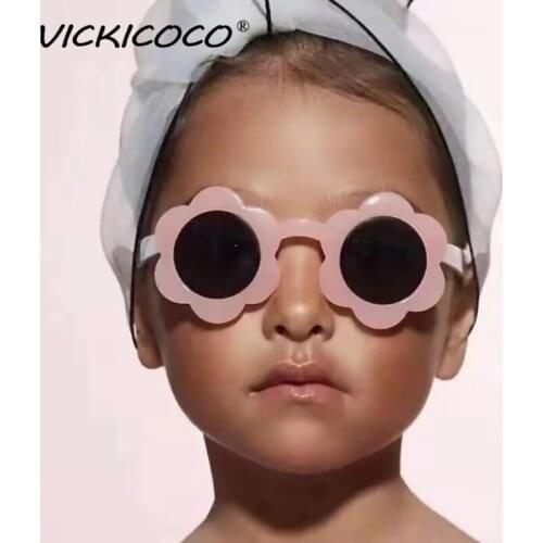 2021 Vintage Children Sunglasses Kids Pink Sunflower Round Glasses Baby Fashion Cute Sunglasses Boy Girl Eyewear Shades Oculos