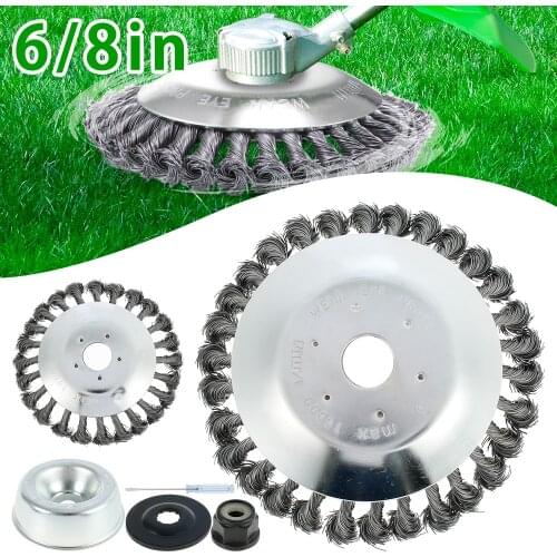 6/8 Inch Steel Grass Trimmer Head Garden Weed Brush Lawn Mower Grass Trimmer Brush Cutter Tool Grass Trimmer Head Weed Brush
