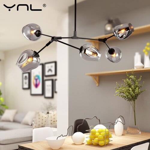 4Color Glass Nordic Modern Pendant Lights Art Decoration hanglamp Black Gold Body lampadari Pendant hanging Lamp for Living Room