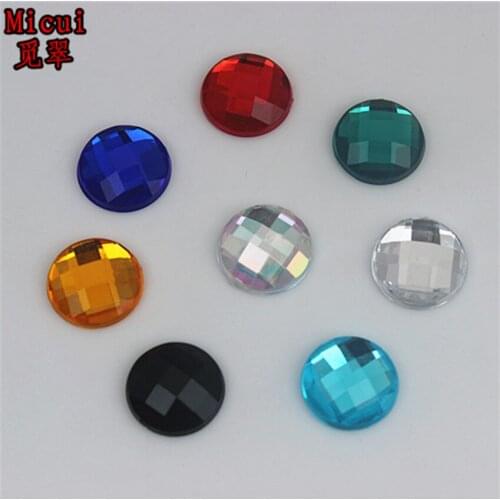 Micui 100pcs 12mm Rhinestone Flatback Acrylic Round Strass Crystal and Stone For Clothes Crafts Decorations ZZ101