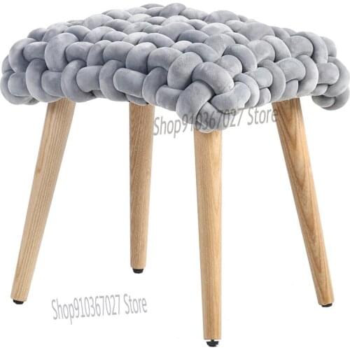Makeup Stool Ins Nordic Designer Photo Fashion Velvet Creative Solid Wood Shoe Changing Stool Bedroom Low Stool
