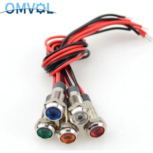 1pc 6mm Led Indicator Light Signal Lamp With Wire Often Work With Push Button Switch